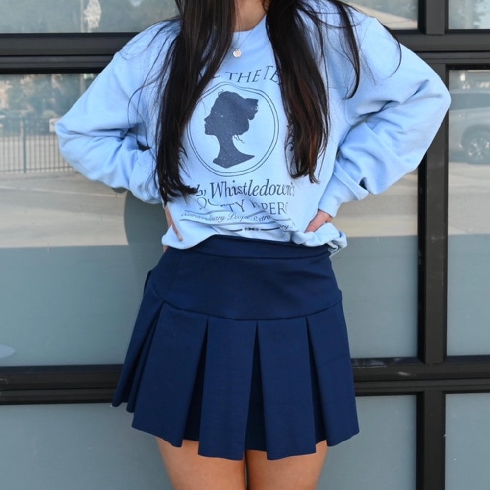 Navy blue pleated mini tennis skirt